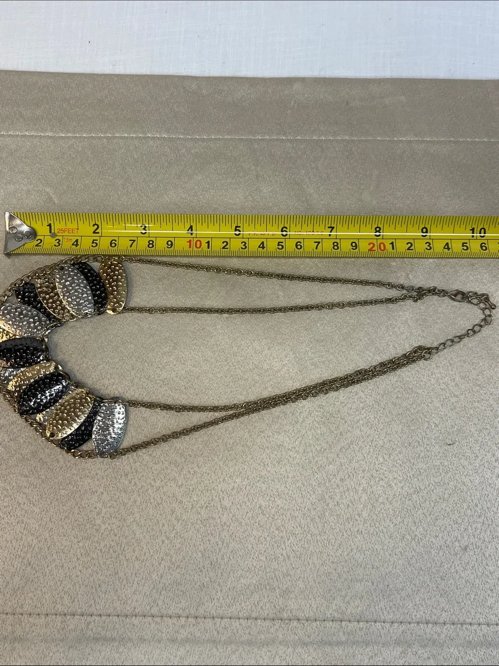 Hammered Multi-Tone Leaf Statement Necklace - Unbranded